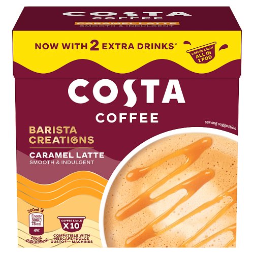 Costa Coffee Dolce Gusto Caramel Latte Pods 10s 160g pack shot