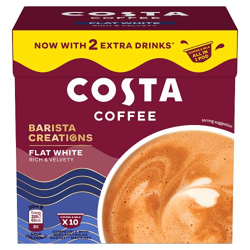 Costa Coffee Dolce Gusto Flat White Pods 10s 140g pack shot