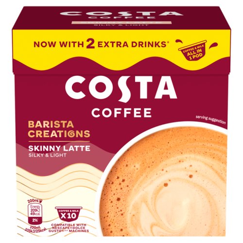 Costa Coffee Dolce Gusto Skinny Latte Pods 10s 140g pack shot