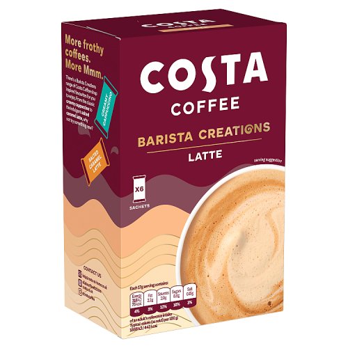 Costa Coffee Sachets Latte 6s (6 x 17g) pack shot