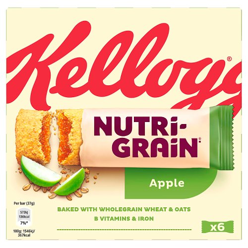 Kelloggs Nutri Grain Apple Cereal Bars 6pk (6 x 37g) pack shot