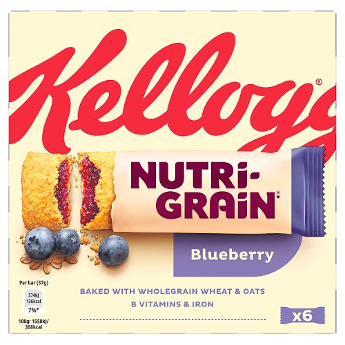 Kelloggs Nutri Grain Blueberry Cereal Bars 6pk (6 x 37g) pack shot