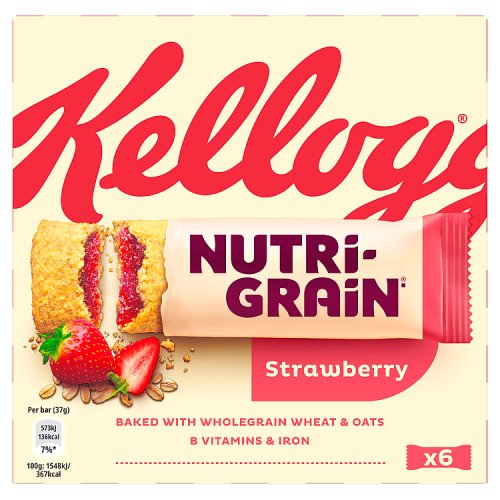 Kelloggs Nutri Grain Strawberry Cereal Bars 6pk (6 x 37g) pack shot