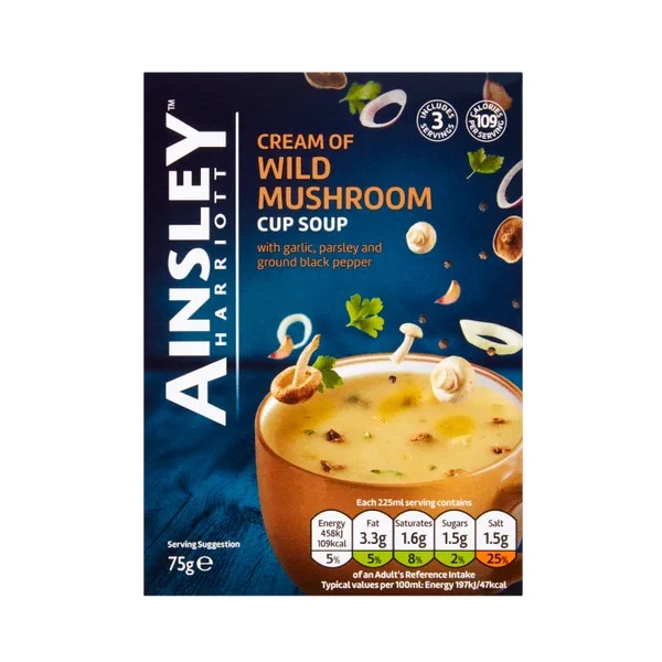 Ainsley Harriott Cup Soup Wild Mushroom 75g pack shot