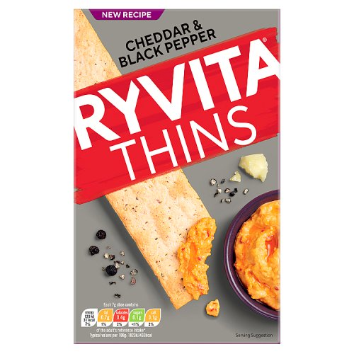 Ryvita Thins Mature Cheddar & Black Pepper 125g pack shot