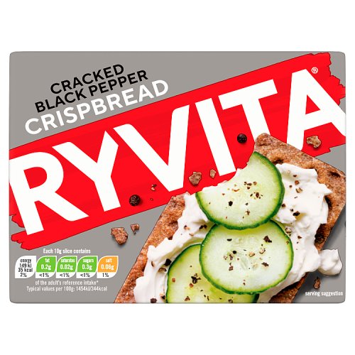 Ryvita Cracked Black Pepper Crunchy Rye Breads (5 x 40g) 200g pack shot