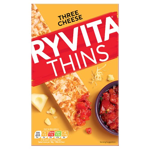 Ryvita Thins Three Cheese 125g pack shot
