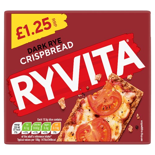 Ryvita Crispbread Dark Rye PM £1.25 150g pack shot