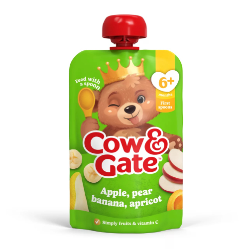 Cow & Gate Apple Pear Banana Apricot Pouch 4m+ 100g pack shot