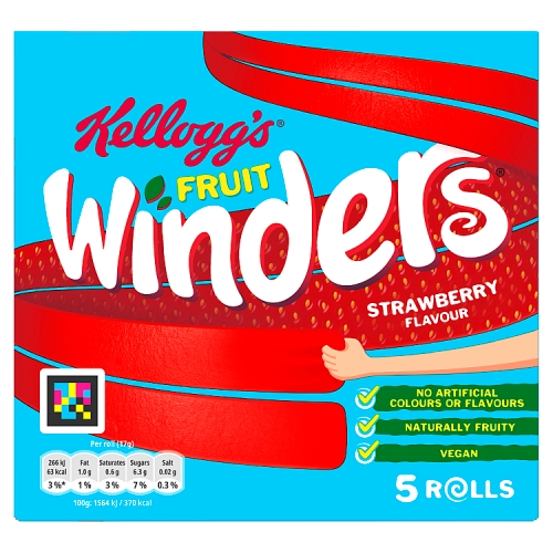 Kelloggs Fruit Winders Strawberry Dried Fruit 5pk (5 x 17g) pack shot
