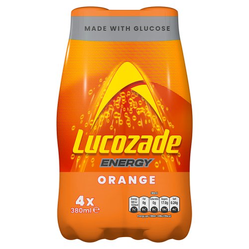 Lucozade Energy Orange 4pk (4 x 380ml) pack shot