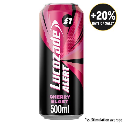 Lucozade Alert Cherry 500ml PMP pack shot