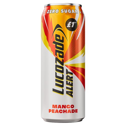Lucozade Alert Mango Peachade Zero Sugar 500ml PMP pack shot