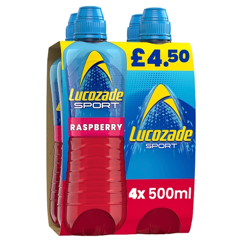 Lucozade Sport Raspberry 4pk (4 x 500ml) PMP pack shot