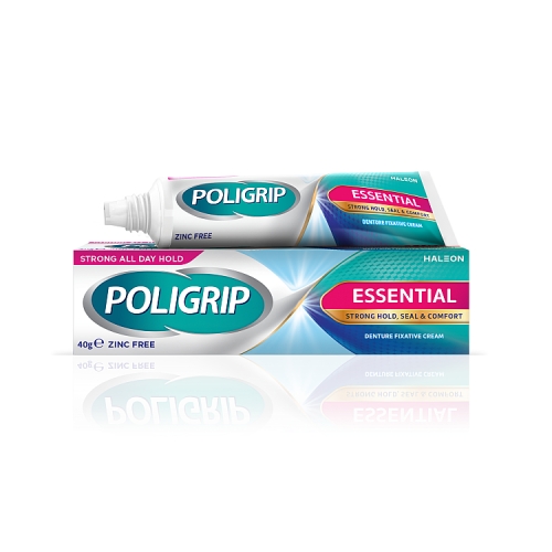 Poligrip Essential Denture Fixative Cream 40g pack shot
