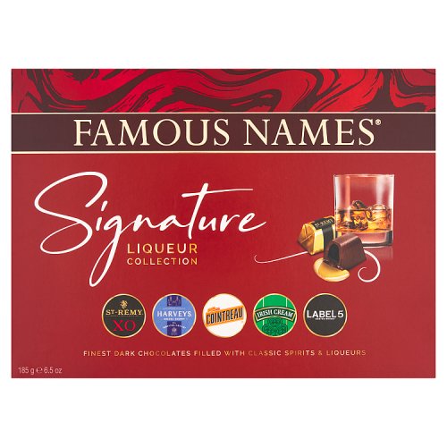 Famous Names Signature Dark Chocolate Liqueur Coll 185g pack shot