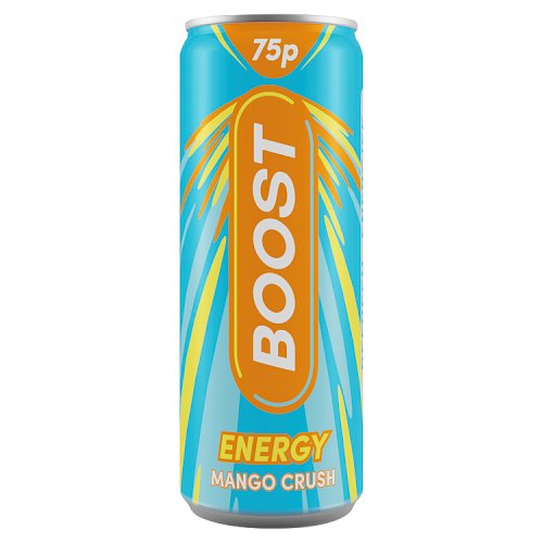 Boost Energy Mango PM 75p 250ml pack shot