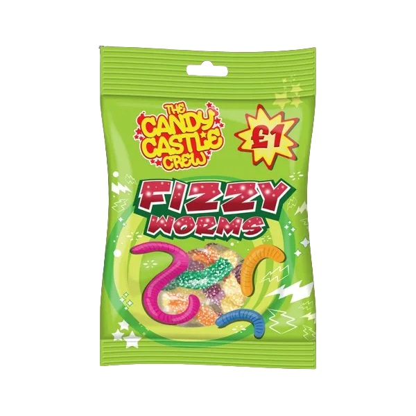 Candy Castle Crew Fizzy Worms PM £1 90g pack shot
