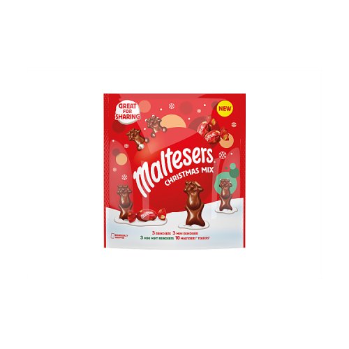 Maltesers Christmas Mix, Mint Chocolate & Milk Chocolate Selection Pouch 240g pack shot