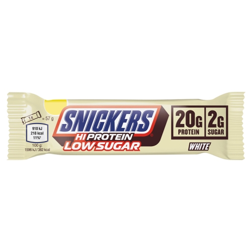 Mars Hi-Protein Snickers White Low Sugar Bar 57g pack shot