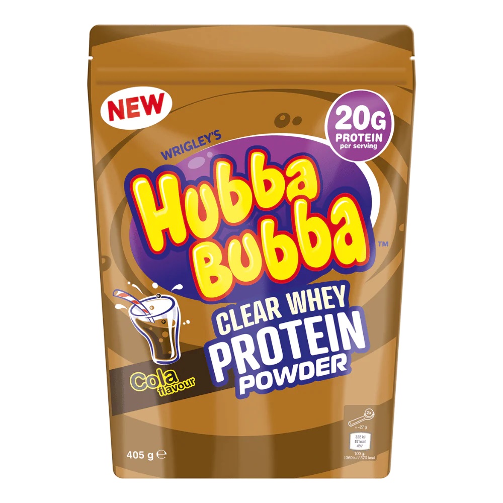 Hubba Bubba Cola Clear Whey Powder Pouch 405g pack shot