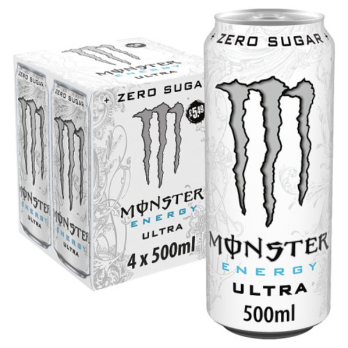 Monster Ultra Can 4pk (4 x 500ml) PM £5.49 500ml pack shot