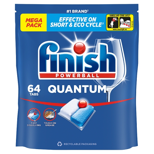Finish Quantum All in One Regular Dishwasher Tablets 64s pack shot