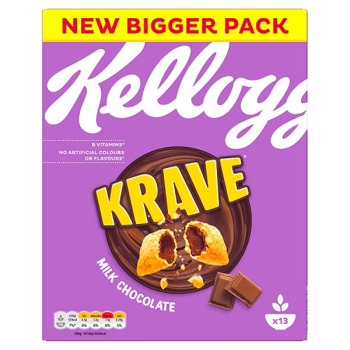 Kelloggs Krave Milk Chocolate Cereal 410g pack shot