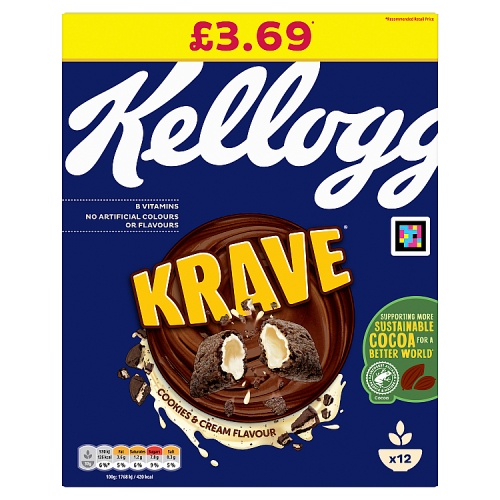 Kelloggs Krave Cookies & Cream PM £3.69 375g pack shot