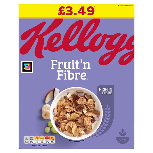 Kelloggs Fruit 'n Fibre Cereal PM £3.49 500g pack shot