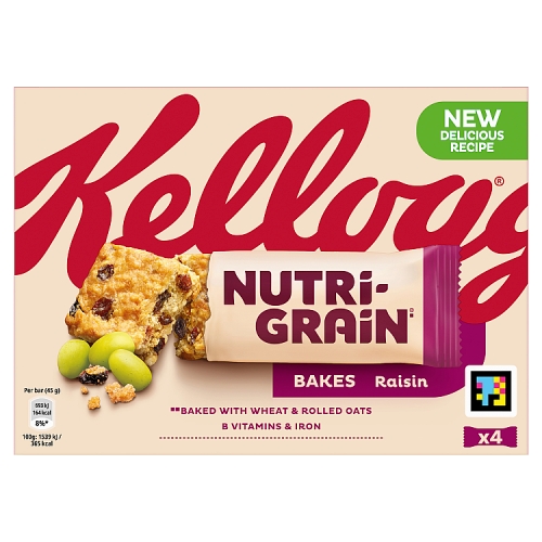 Kelloggs Nutrigrain Bakes Raisin 4pk (4 x 45g) pack shot