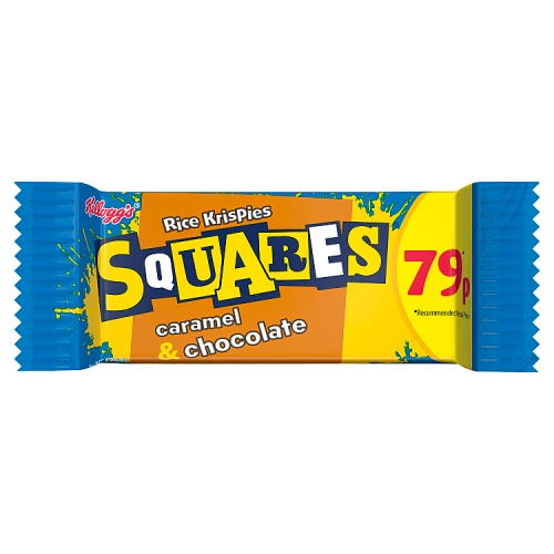 Kelloggs Rice Krispies Squares Chocolate Caramel PM 79p 36g pack shot