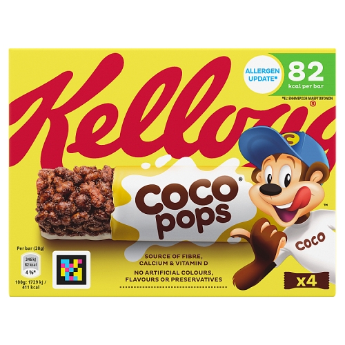 Kelloggs Coco Pops Chocolate Breakfast Cereal Bars 20g pack shot
