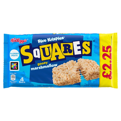 Kelloggs Rice Krispies Squares Marshmallow PM £2.25 (4 x 28g) pack shot