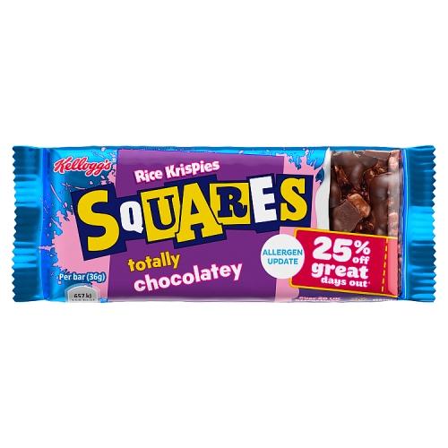 Rice Krispies Squares Totally Chocolatey Snack Bars 36g pack shot