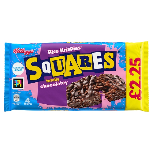 Kelloggs Rice Krispies Squares Chocolate 4pk (4 x 36g) PMP pack shot