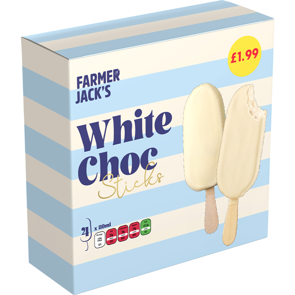 Farmer Jack's White Choc Ice Cream Stick £1.99 4pc pack shot