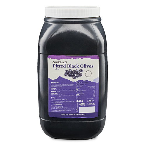 Cooks & Co Olives Pitted Black 2kg pack shot