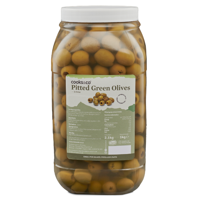 Cooks & Co Pitted Green Olives 2.1kg pack shot