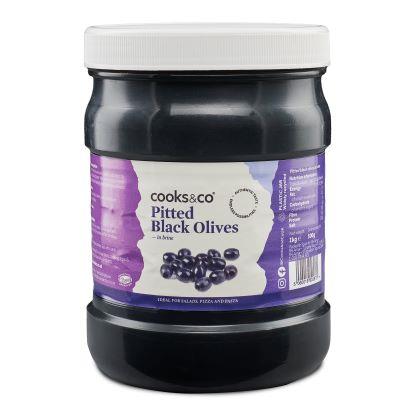 Cooks & Co Olives Pitted Black 1kg pack shot