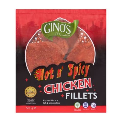 Ginos Hot n Spicy Chicken Fillet 500g pack shot
