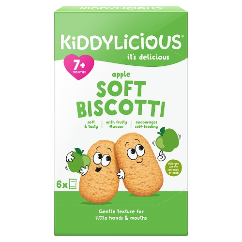 Kiddylicious Apple Soft Biscotti 6pk (6 x 20g) pack shot