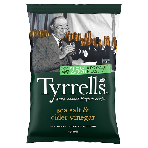 Tyrrells Sea Salt & Vinegar Crisps 150g pack shot