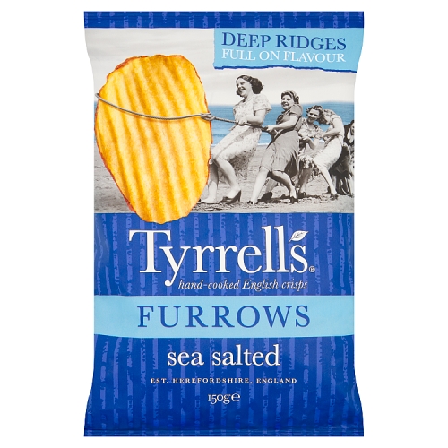 Tyrrells Furrows Sea Salt Crisps 150g pack shot