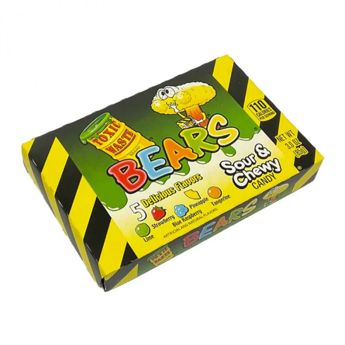 Toxic Waste Bears Sour & Chewy Candy Box 85g pack shot