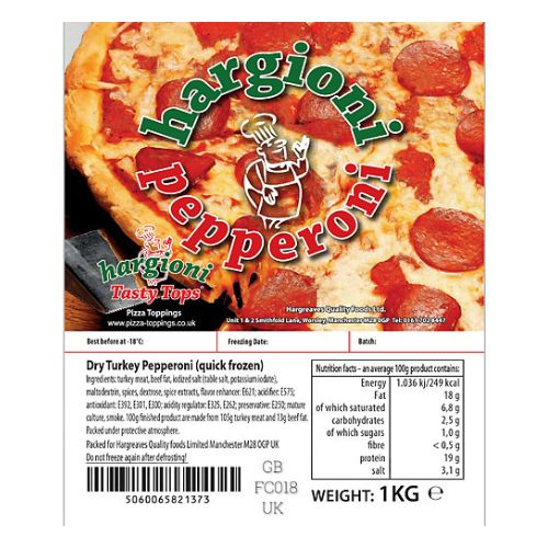 Hargioni Halal Pepperoni 1kg pack shot