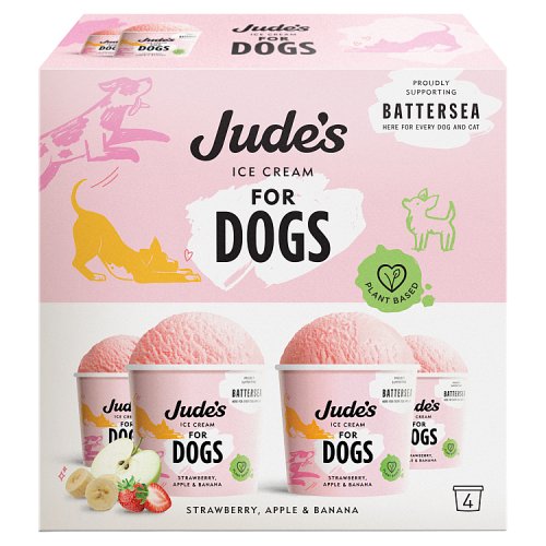 Judes Strawberry Apple & Banana Ice Cream for Dogs 4pk pack shot