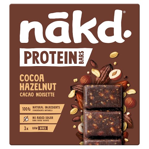 Nakd Protein Cocoa Hazelnut 3 x 45g pack shot