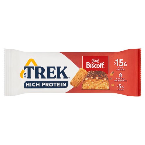Trek High Protein Low Sugar Lotus Biscoff Bar 55g pack shot