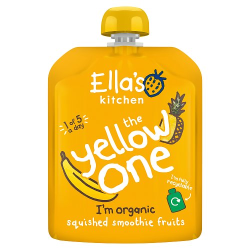 Ellas Kitchen The Yellow One Baby Organic Juice Squished Smoothe Fruits 90g pack shot
